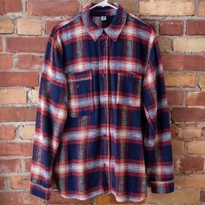 Pure Blue Japan Indigo Check Flannel Work Shirt in Red